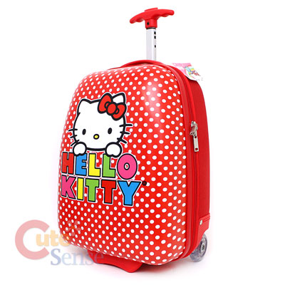 Sanrio  Kitty Luggage on Hello Kitty Rolling Luggage  Trolley Bag  Hard Suit Case  Red Dots At