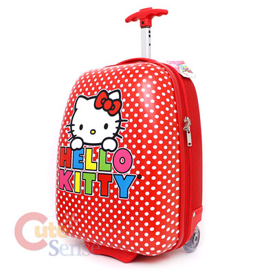 Luggage Carry on Hello Kitty Rolling Luggage  Trolley Bag  Hard Suit Case  Red Dots At