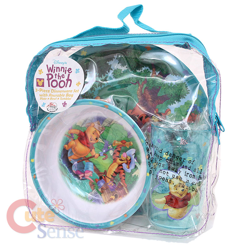 Winnie The Pooh and Friends Dinnerware Set 3Pc Kids Dining Set with Bag | eBay