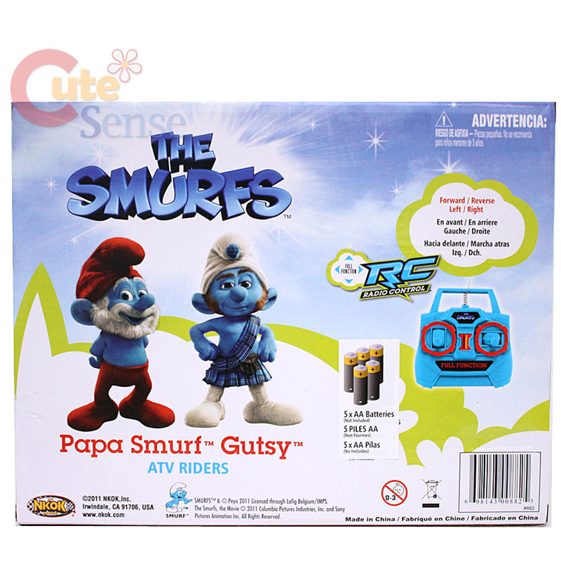 Smurfs ATV Rider R C Gutsy Smurf Figure Remote Control Vehicle EBay