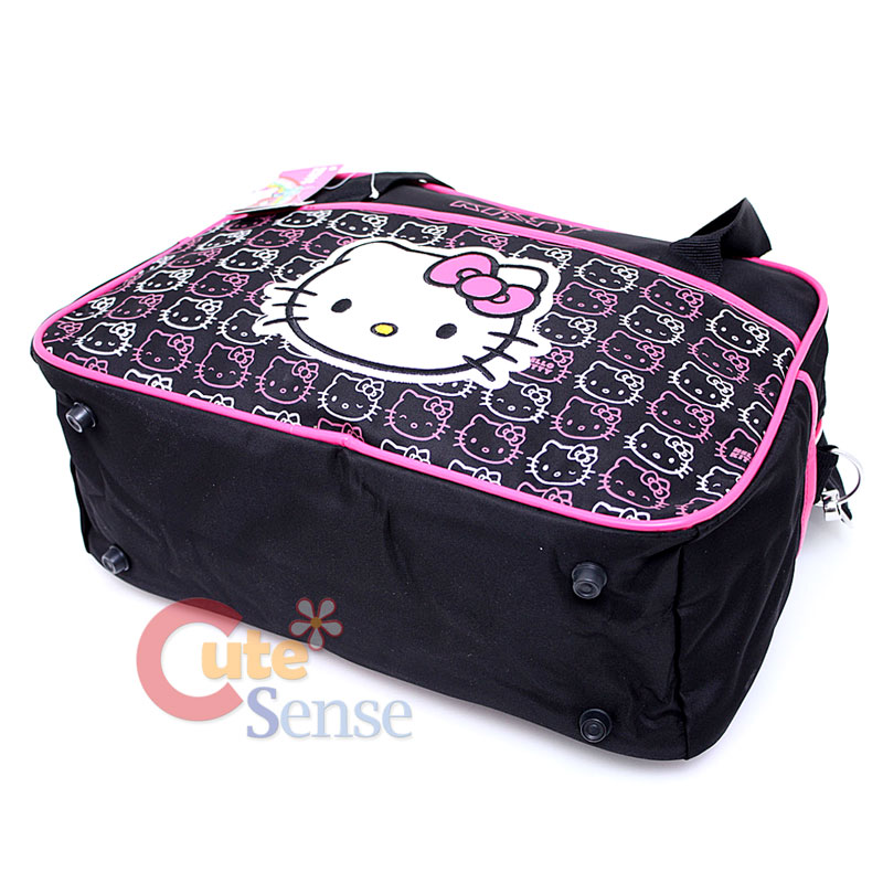 Sanrio Hello Kitty Duffle Bag Travel Gym Bag Large Face Black Pink 