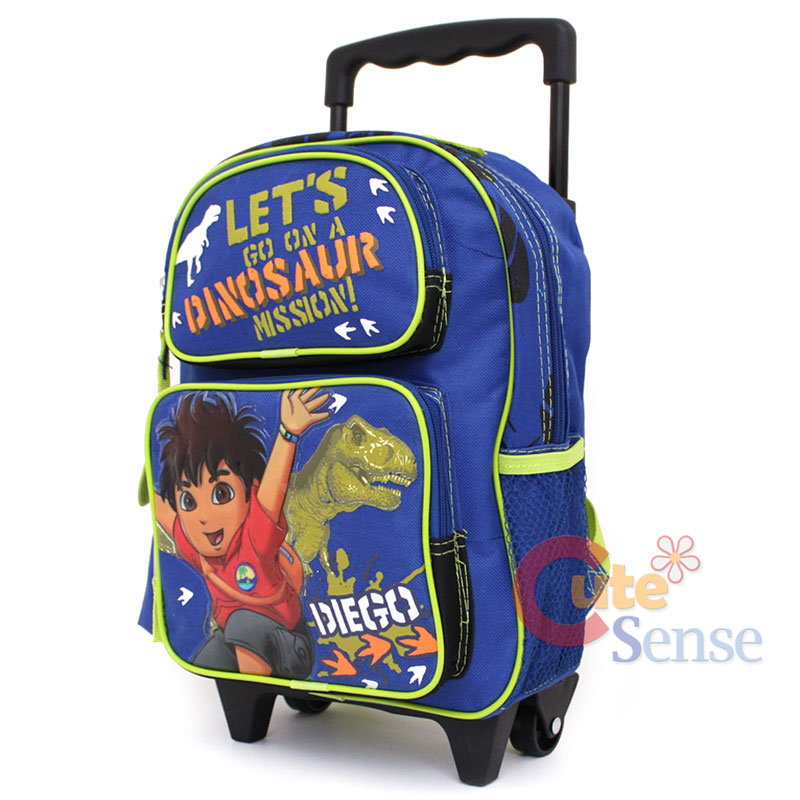 Go Diego Go School Rolling Backpack Roller Bag 12 with Dinosaur 