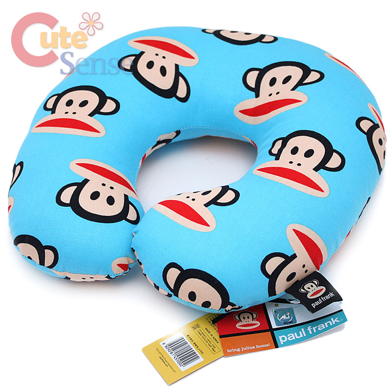 Paul Frank Neck Rest Pillow Travel Cushion  Cotton Sky Blue Kids to 