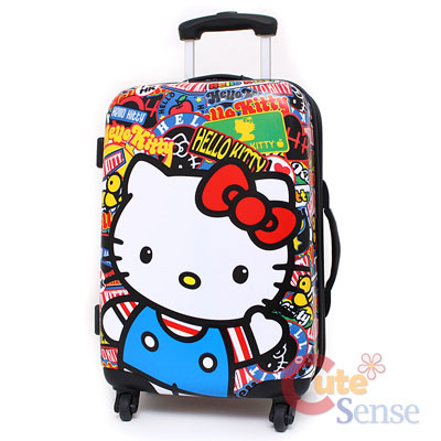 Hello Kitty Rolling Luggage 20 Hard Suit Case Sticker Prints 