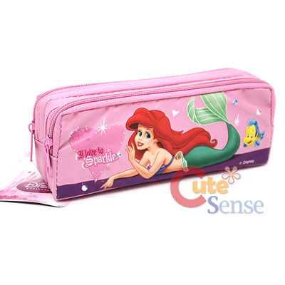Disney Little Mermaid Ariel Pencil Case Light Pink  2 Zippered 