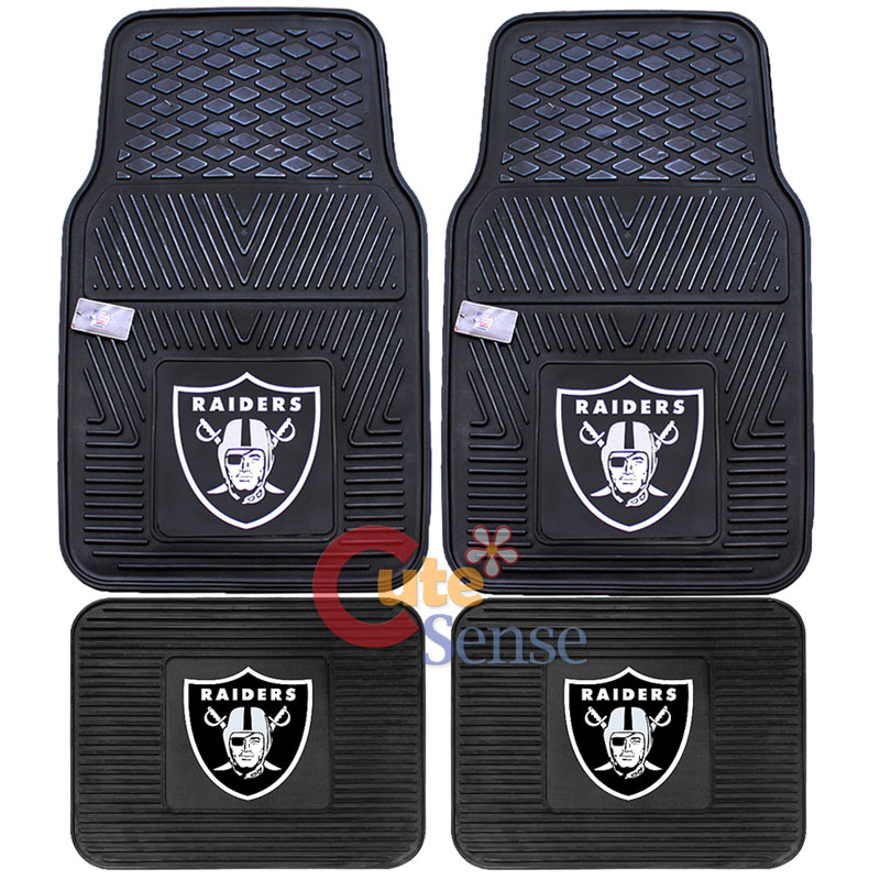 Oakland Raiders Car Floor Mats Utility Mat 4pc Set NFL Fanmats Auto