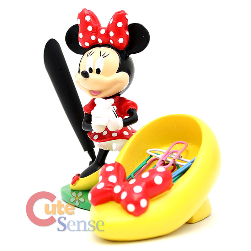 Disney Minnie Mouse Paper Clip Holder Pen Holder Resin Figure Desk Top