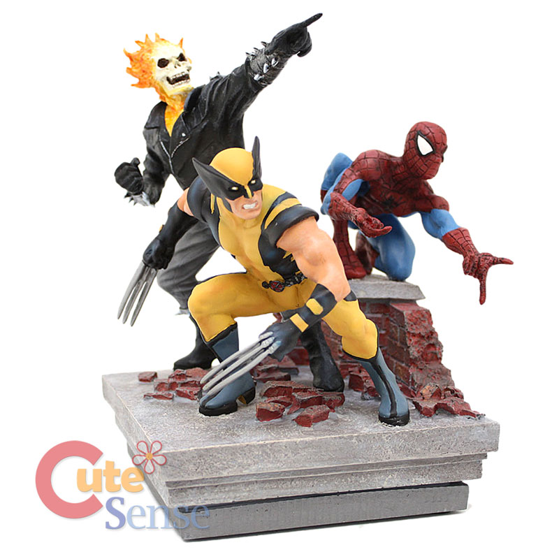 Marvel Heroes Deluxe Paperweight Resin Statue Spiderman Ghost Rider