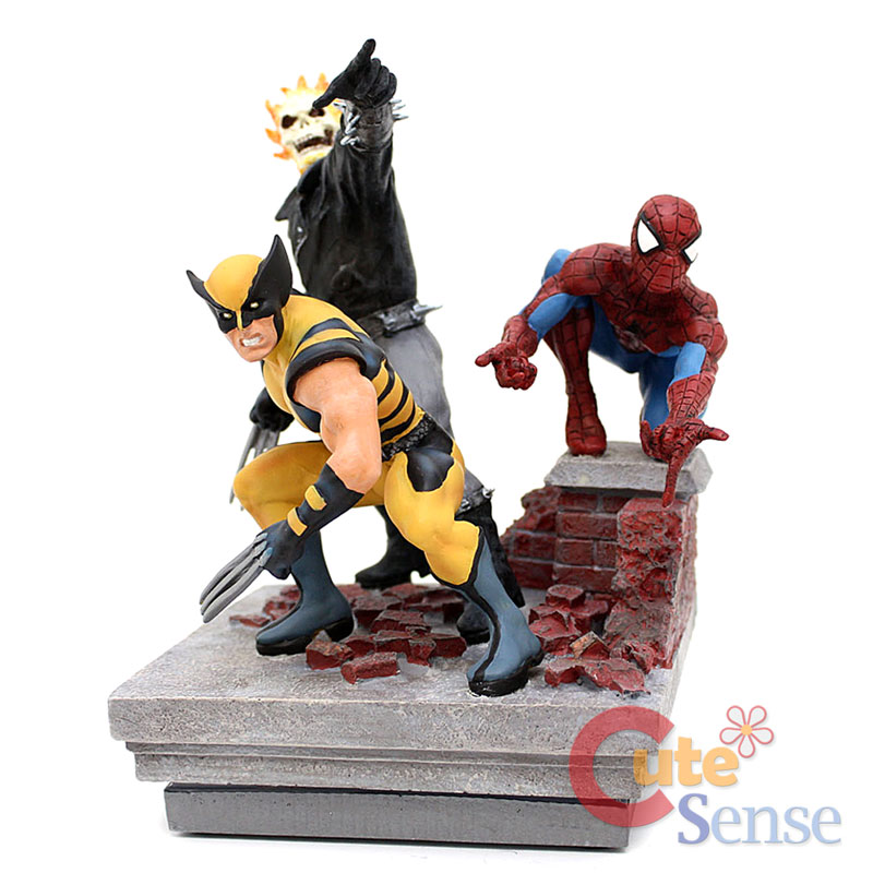 Marvel Heroes Deluxe Paperweight Resin Statue Spiderman Ghost Rider
