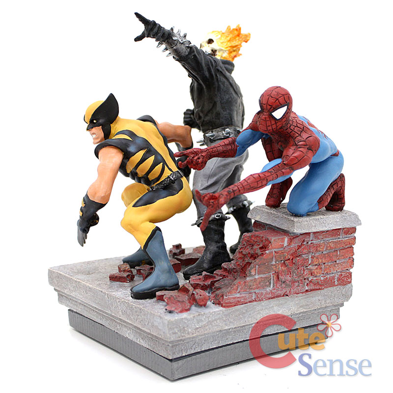 Marvel Heroes Deluxe Paperweight Resin Statue Spiderman Ghost Rider