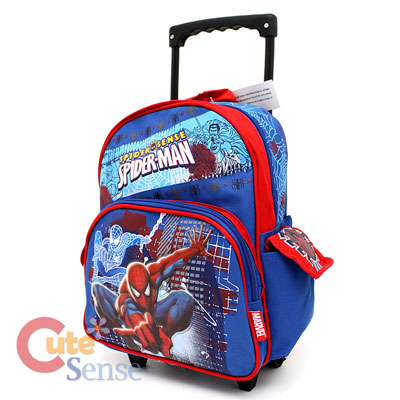 Roller Suitcase on Marvel Spider Man 12 Small Roller Luggage Backpack Bag Ebay