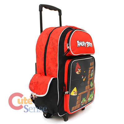 Angry Birds 3D School Roller Backpack 16 Large Luggage Rolling with 