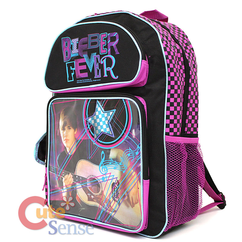 Justin Bieber School Backpack16 Large Bag Bieber Fever Purple 