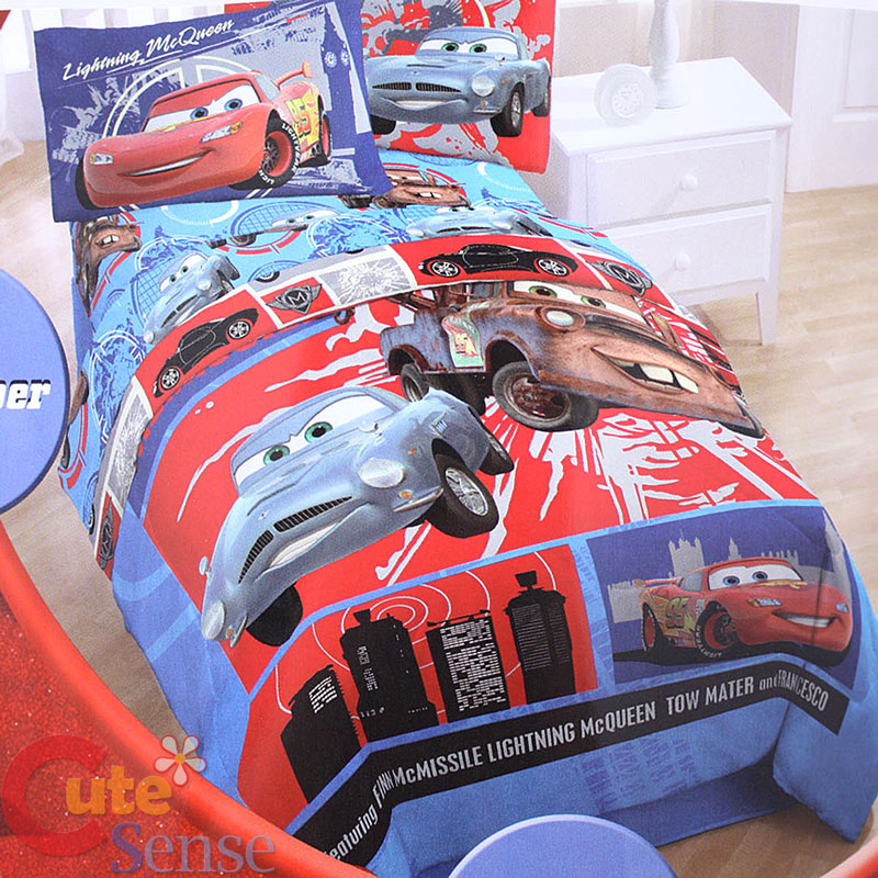 Disney Cars McQueen 4pc Twin Bedding Comforter Set eBay