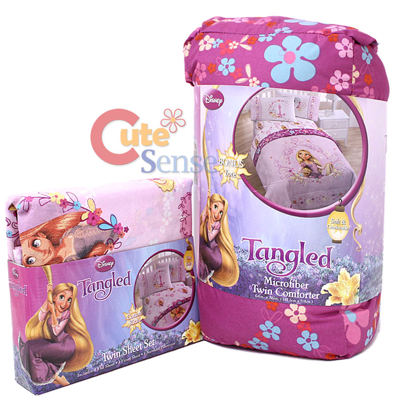Disney Princess Tangled Rapunzel 4pc Twin Bedding Comforter Set with