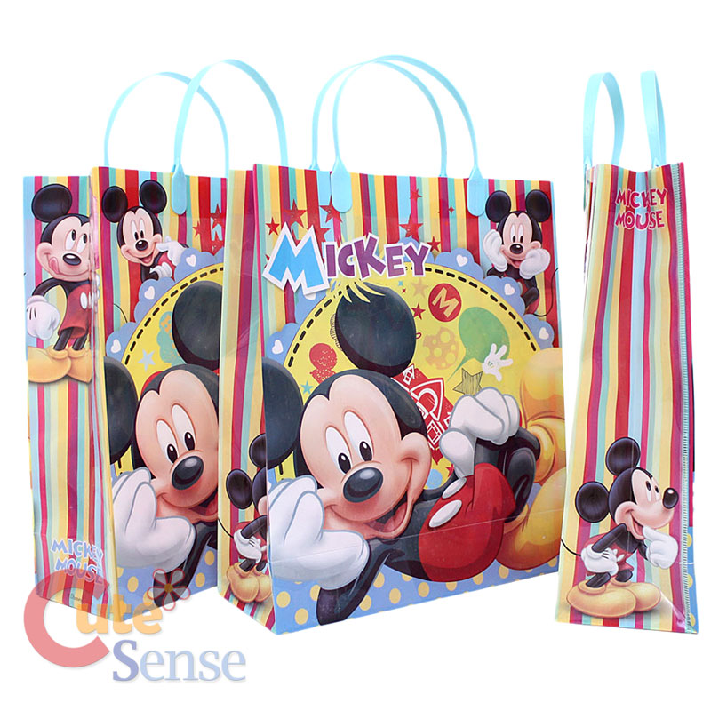 Disney Mickey Mouse Party Gift Bag 6pc Plastic Reusable Tote Bag eBay