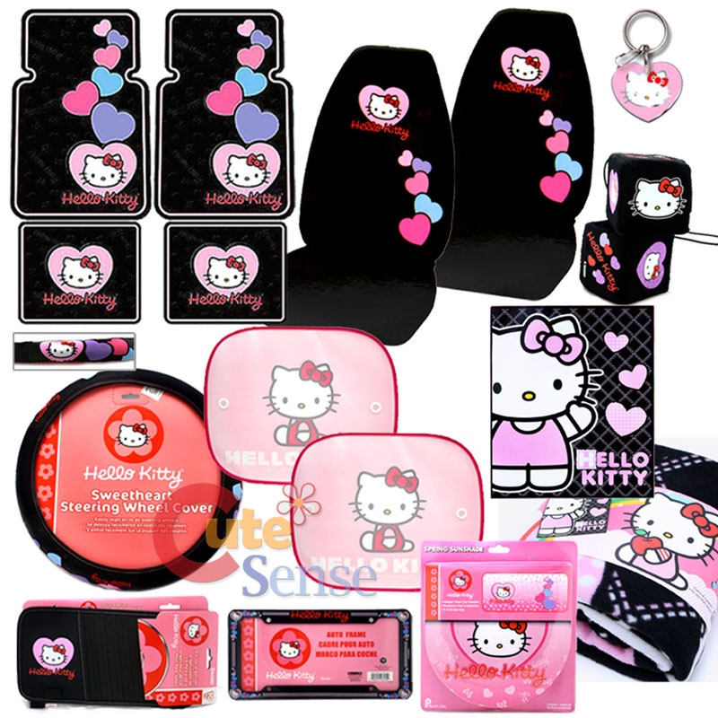 Hello Kitty Car Seat Covers Auto Accessories Set 15PC eBay