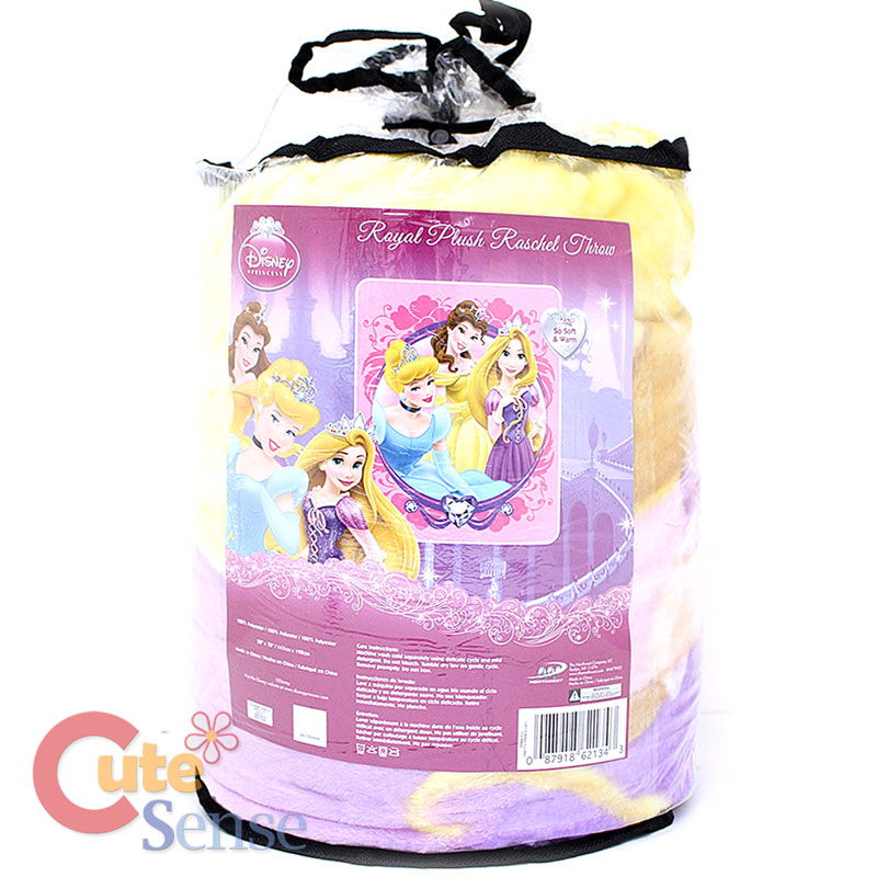 Disney Princess w/ Tangled Rapunzel Plush Mink Blanket Raschel Throw
