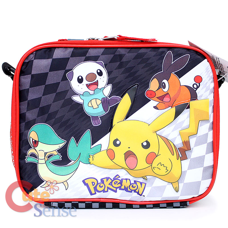 Pokemon 16" Large Roller School Backpack Lunch Bag Set w/Pokeball Black