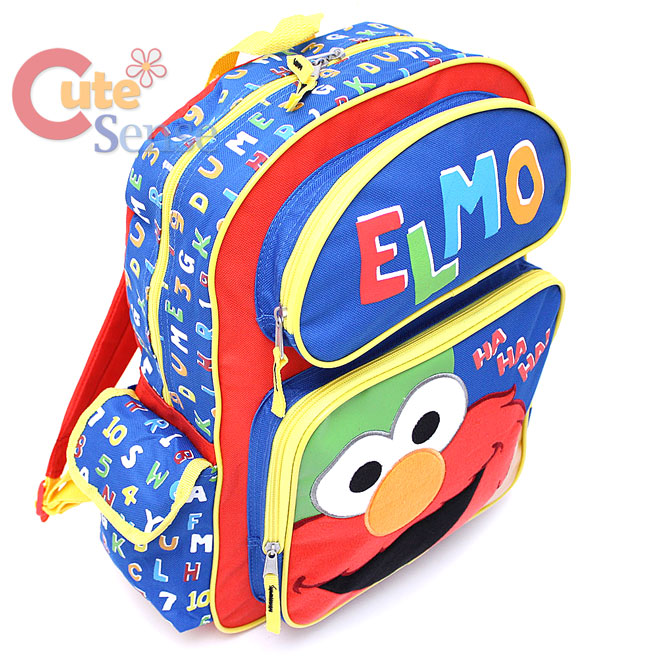 Sesame Street Elmo School Backpack Large 16" full Size Book Bag Ha Ha