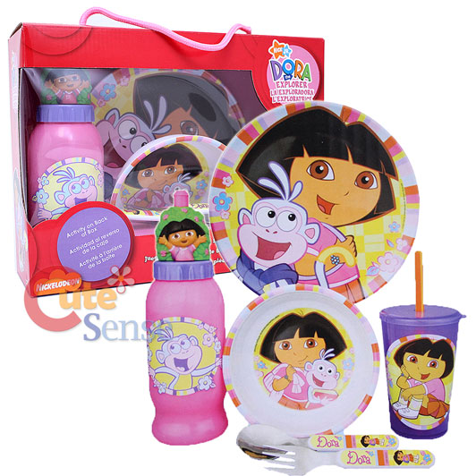 Dora The Explorer Dora and Boots 6pc Kids Dining Dinnerware Set