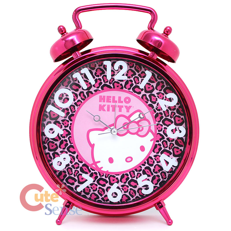Sanrio Hello Kitty Pink Leopard Bell Alarm Clock Wall Clock 13in Watch eBay