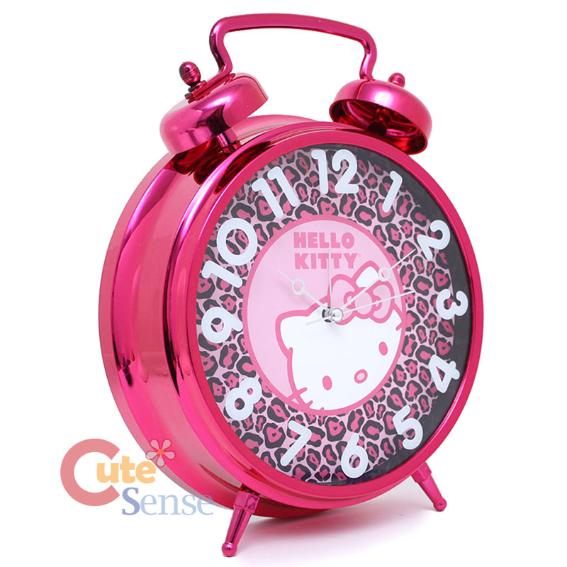 Sanrio Hello Kitty Pink Leopard Bell Alarm Clock Wall Clock 13in