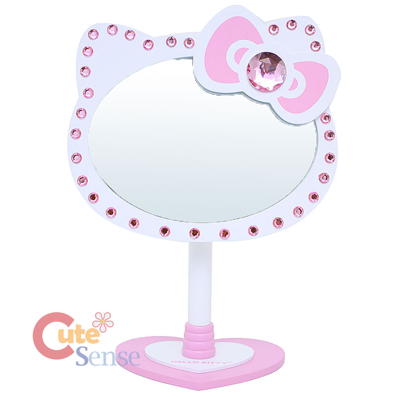 Sanrio Hello Kitty Desktop Mirror Wood Frame with Pink Rhinestone 11