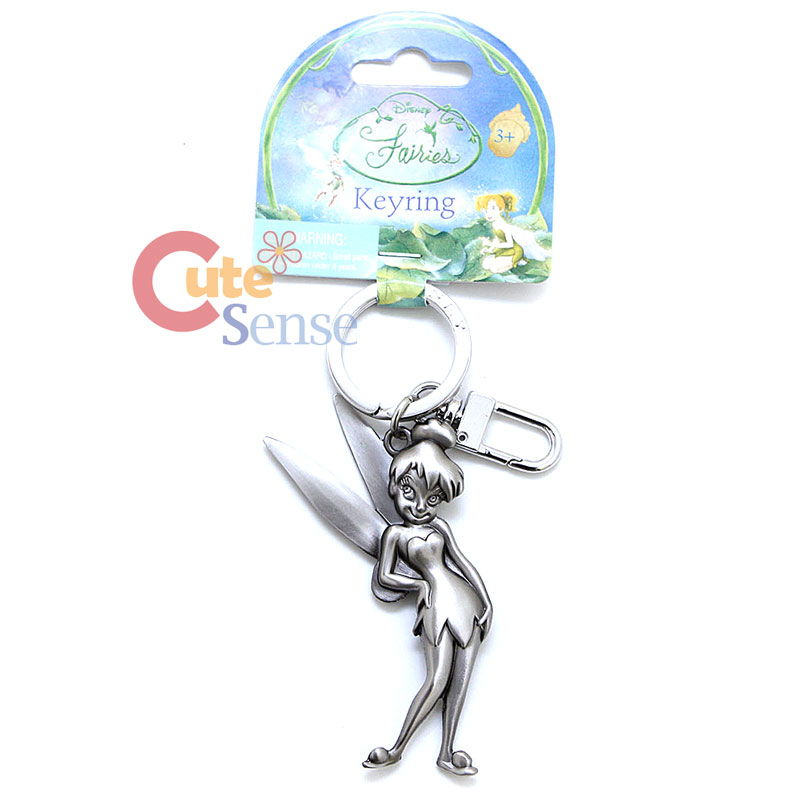 Disney TinkerBell Pixie Silver Pewter Key Chain Key Ring Stand eBay