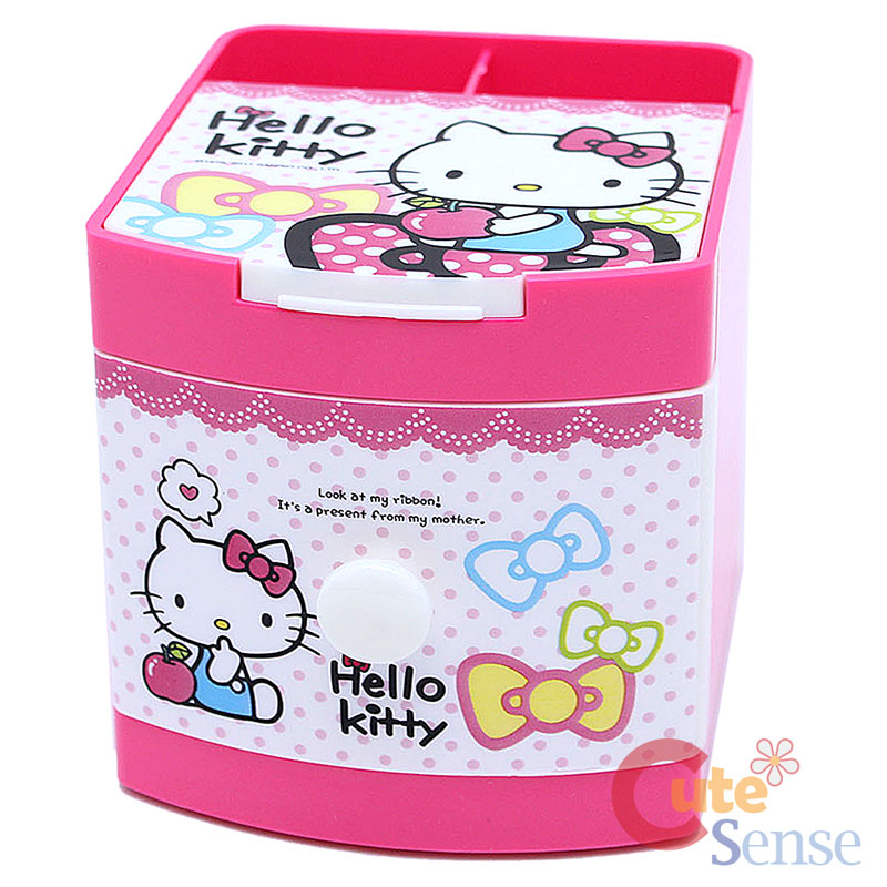 Sanrio Hello Kitty Jewelry Box Stationery Mini Storage Pink Bows with
