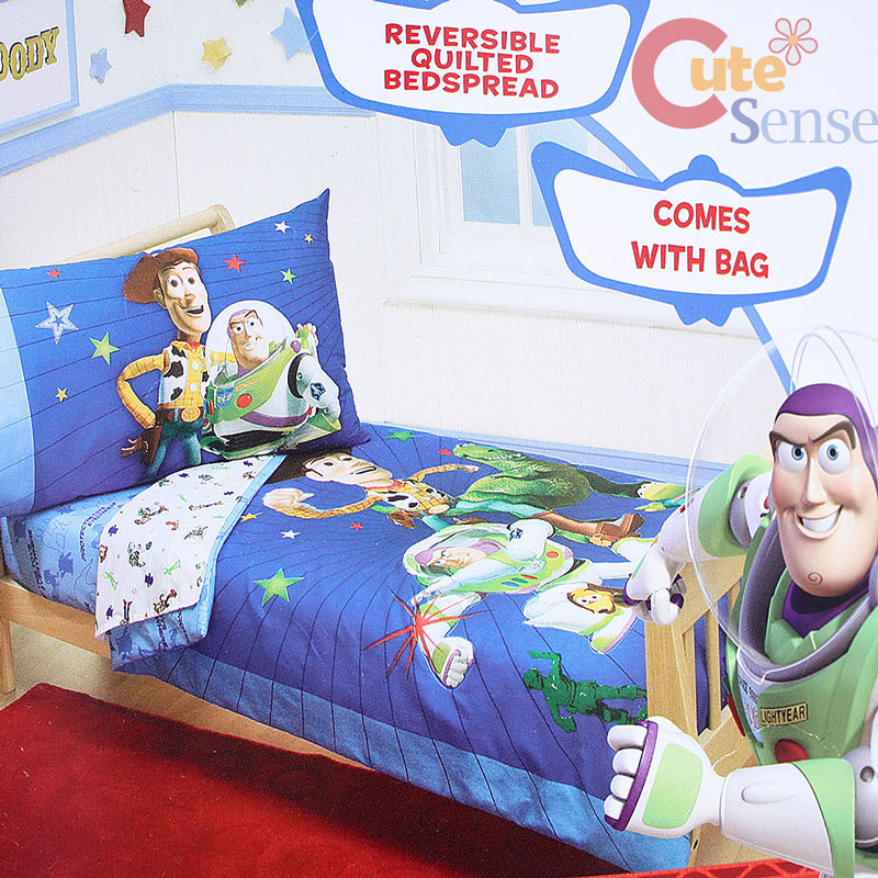 Toy Stroy Buzz and Woody Toddler Bedding Comforter Set 4pc Microfiber
