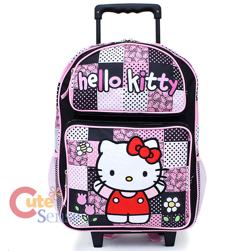 Sanrio Hello Kitty Large School Roller Backpack Lunch Bag Set :Black ...