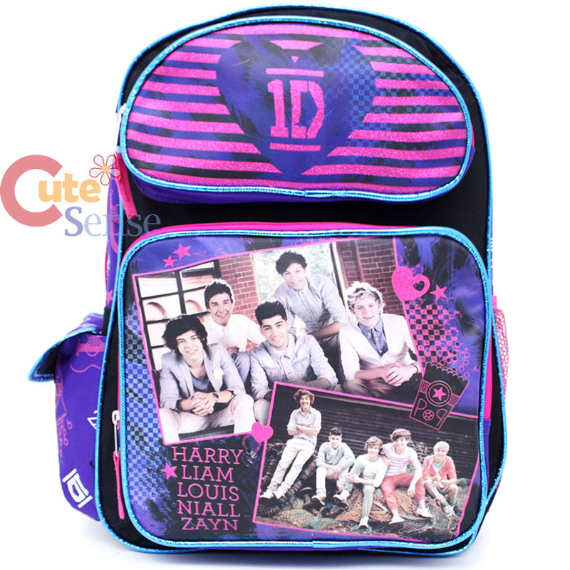 One Direction 16" Large School Backpack Lunch Bag Set Love 1D Group Set eBay