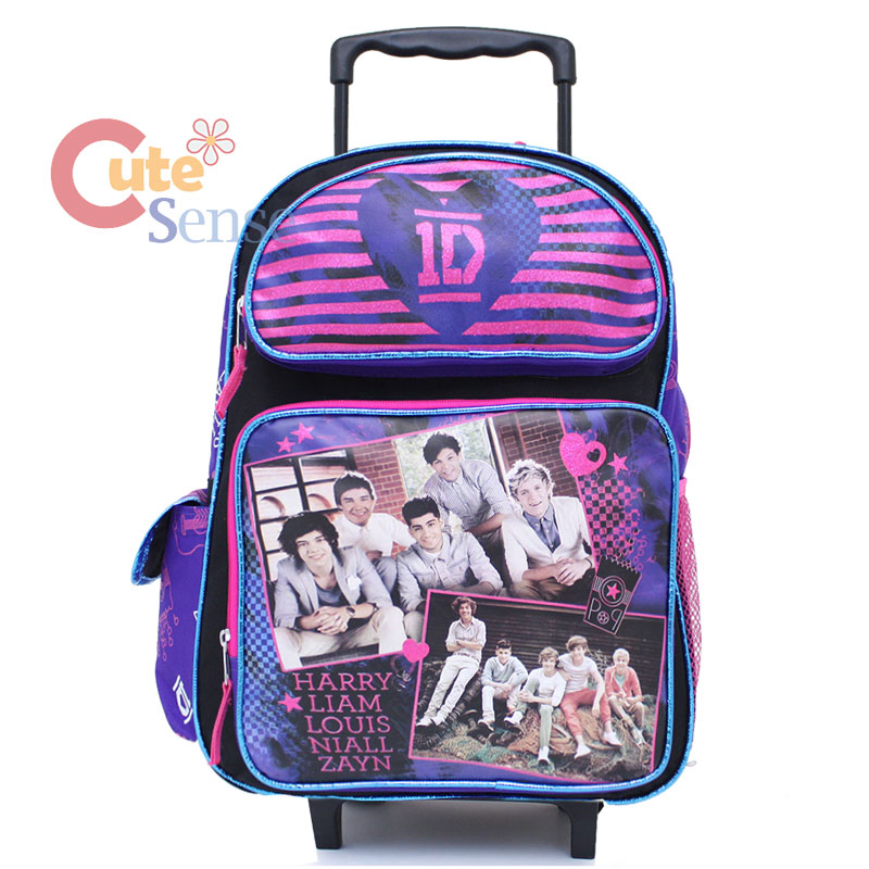 One Direction School Large Roller Backpack Rolling Bag Purple Star 1D ...