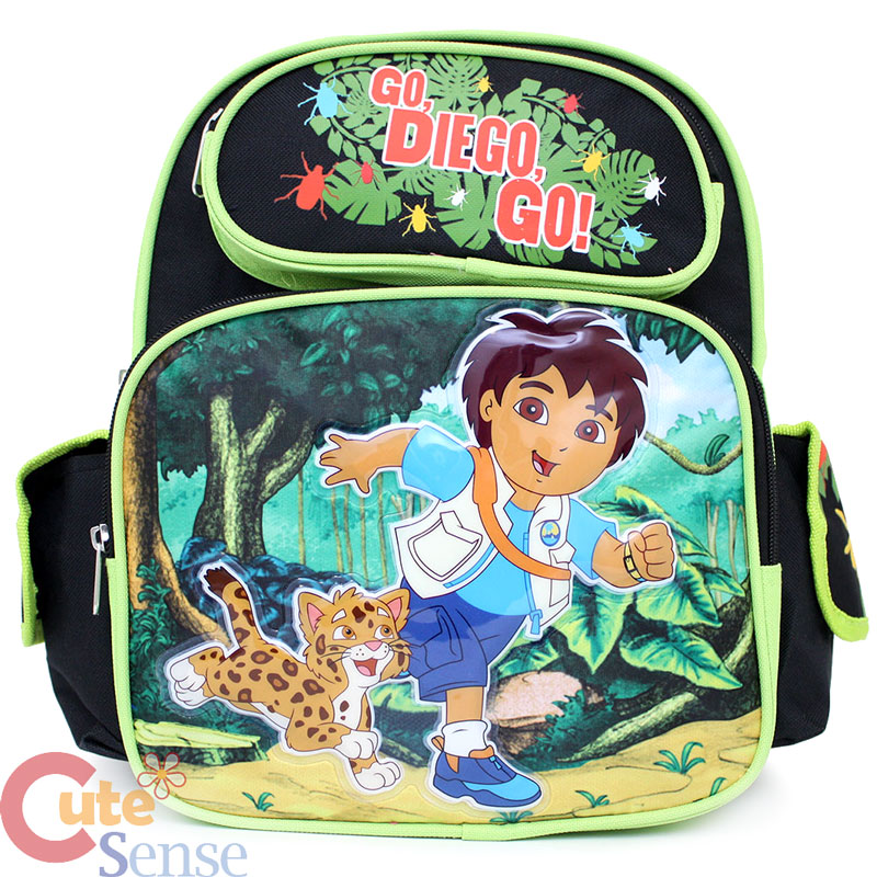 Go Diego Go School Backpack with Jaguar12" Small Medium Boys Book Bag