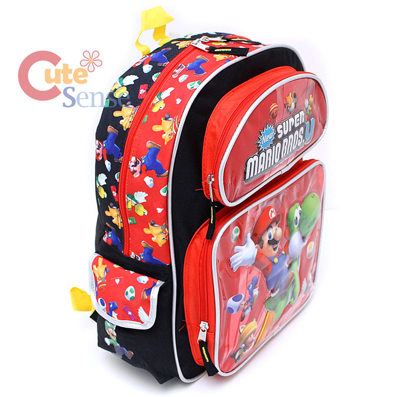 Nintendo Super Mario U 16" Large School Backpack Lunch Bag Set Yoshi