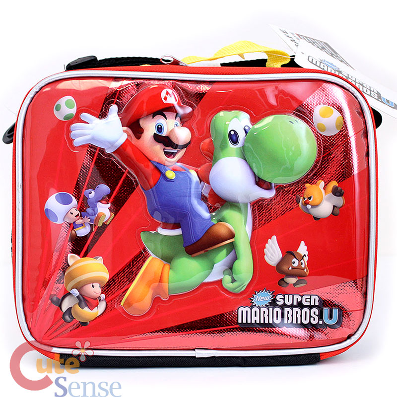 Nintendo Super Mario U 16" Large School Backpack Lunch Bag Set Yoshi