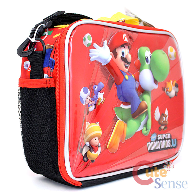 Nintendo Super Mario U 16" Large School Backpack Lunch Bag Set Yoshi