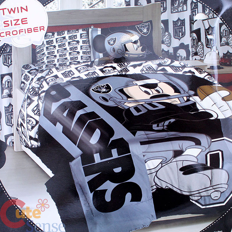 Mickey Mouse Raiders Player Comforter 3pc NFL Disney Sheet Pillow