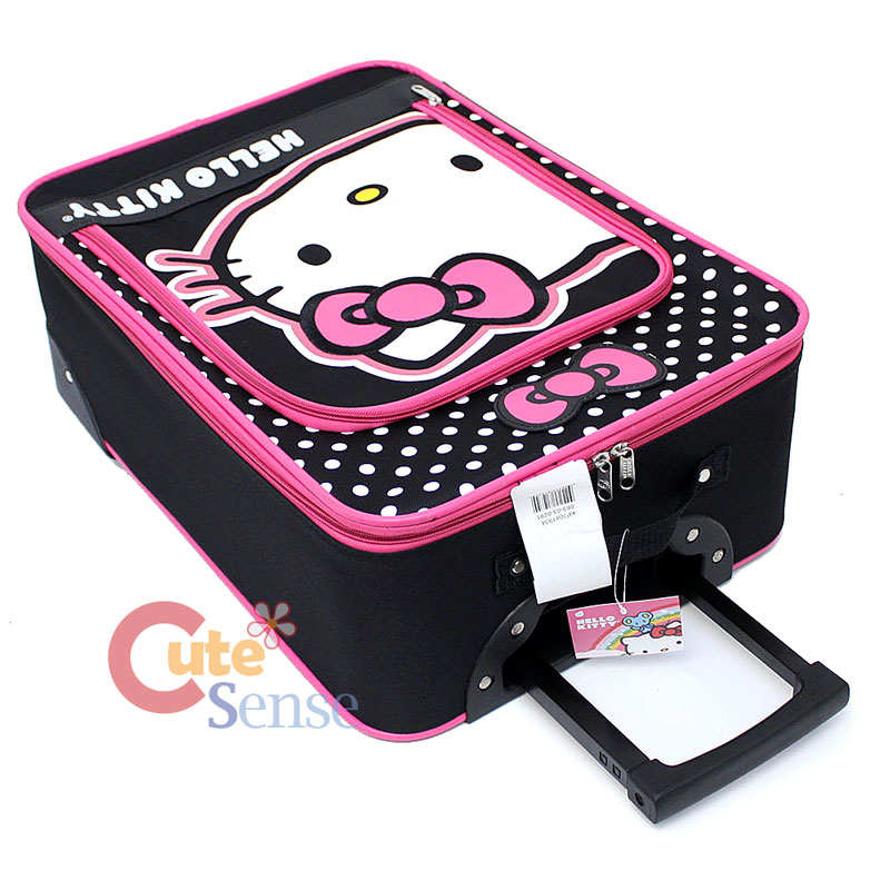 Hello Kitty 20" Luggage Canvas Hard Suit Case Pink Black Trolley