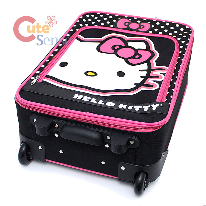 Hello Kitty 20" Luggage Canvas Hard Suit Case Pink Black Trolley