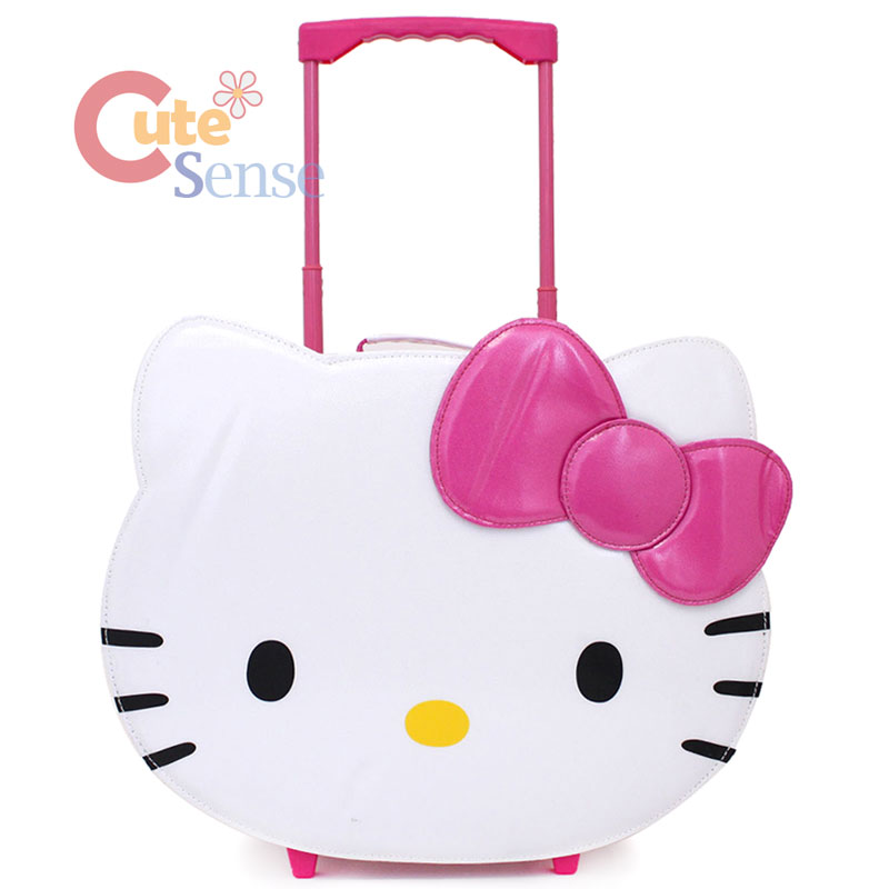 Hello Kitty Face Luggage 16" Coated Canvas Hard Suit Case Trolley Rolling Bag | eBay