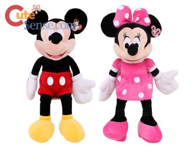 Disney Mickey & Minnie Mouse Plush Figure Doll Set - Jumbo 26in