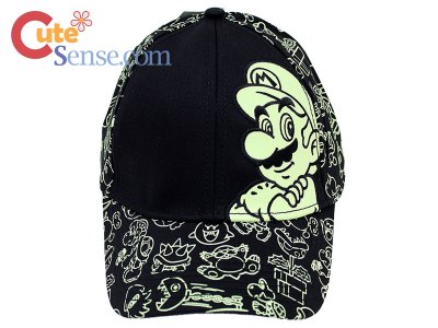 Nintendo Super Mario Baseball Cap, Flex Fit Hat :Glow in the Dark
