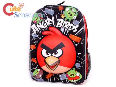 Angry Birds School Backpack 16in Large Bag -3D Emblem Figure