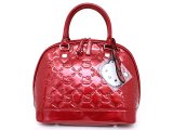 Sanrio Hello Kitty Shiny Embossed Hand Bag-Metallic Red