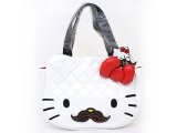 Sanrio Hello Kitty Quilted Face with Mustache Shoulder Bag, Tote bag