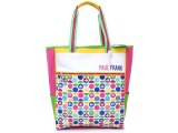 Paul Frank Leather Tote Shoulder Bag 16in Neon Pink Green
