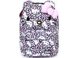 Sanrio Hello Kitty School Backpack with 3D Bow and Ears 16" Large - Pink Grey All Over