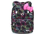 Sanrio Hello Kitty School Backpack with 3D Bow and Ears 16" Large -Neon Face  All Over